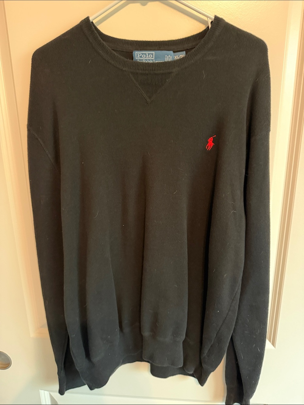 Polo by Ralph Lauren Black Crewneck Sweater with Red Pony